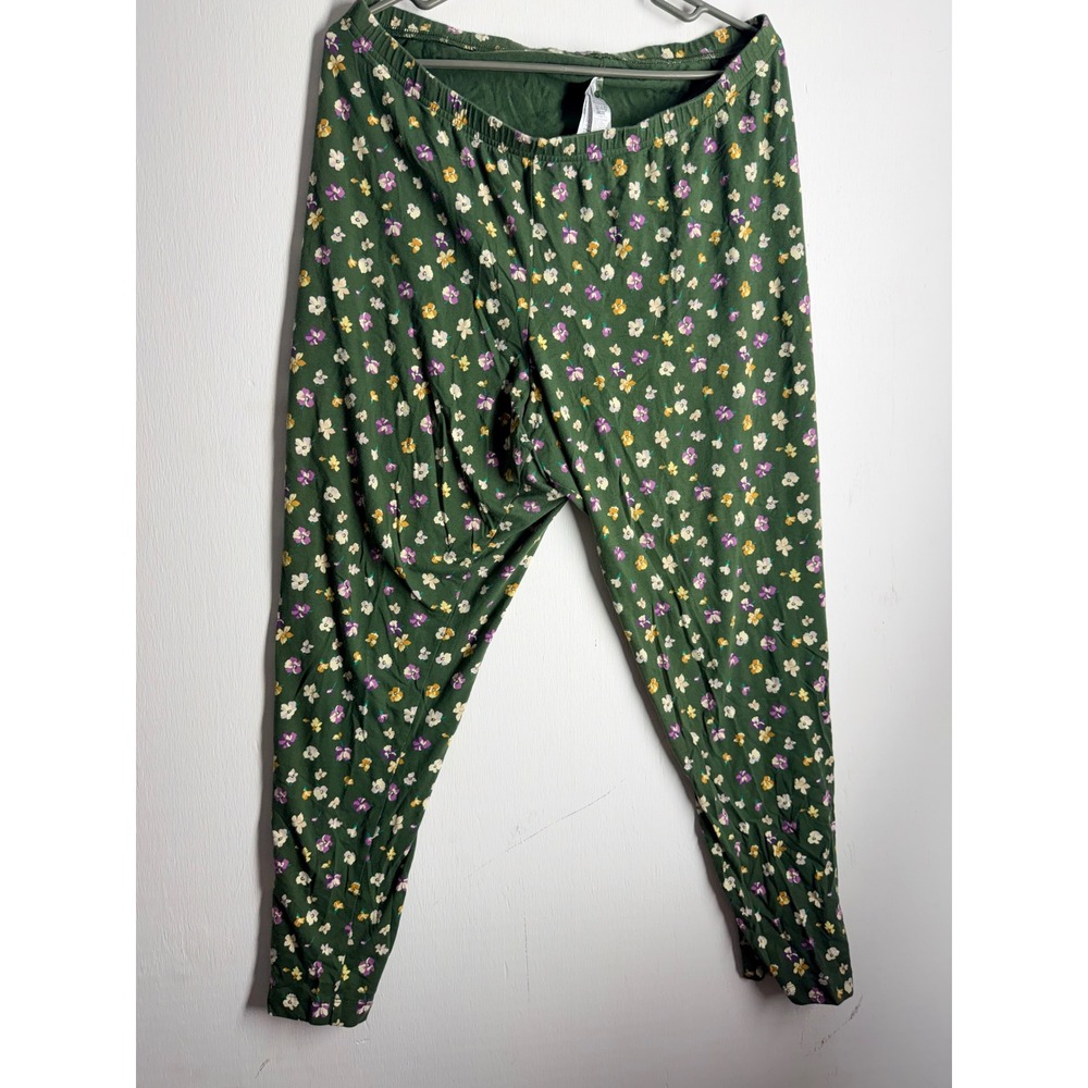 Old Navy Green Floral Pajama Pants Women XXL Cotton Stretch Lounge Bottoms